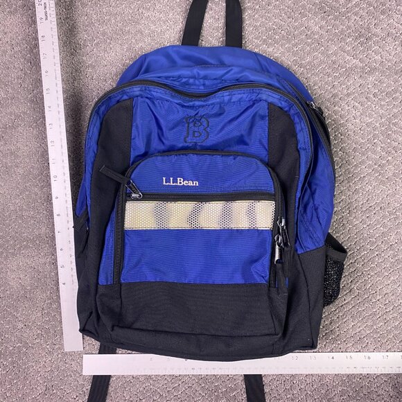 LL Bean Deluxe Book Pack Kids BookPack Backpack School Bag Blue Reflective Nylon - Picture 4 of 10